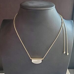 Kendra Scott Gold Tone Mother of Pearl Adjustable Sliding Box Chain Necklace